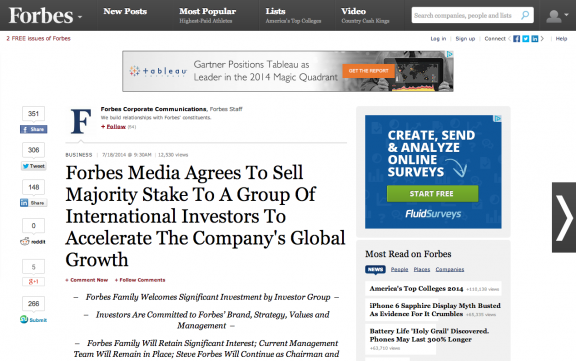 News: Forbes Media sold on Forbes.com